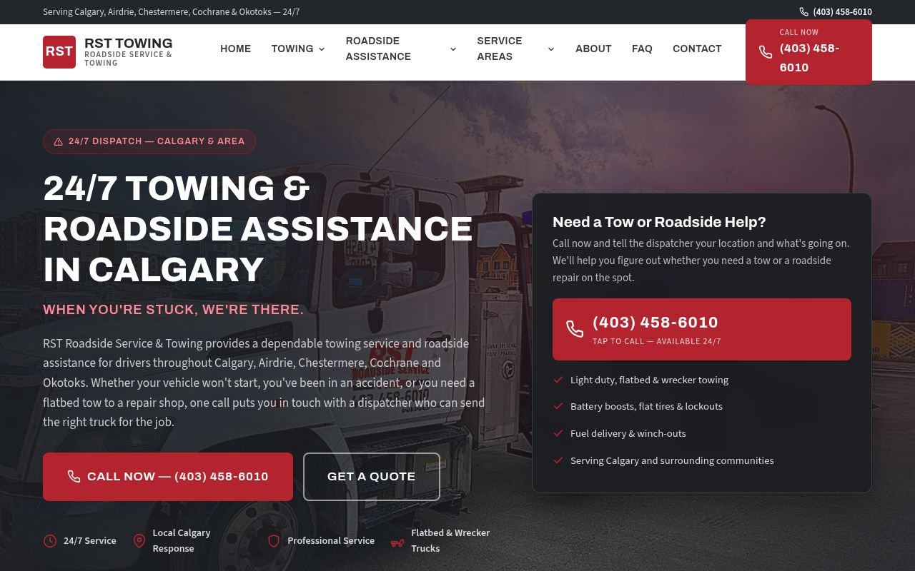 24/7 Towing & Roadside Assistance in Calgary